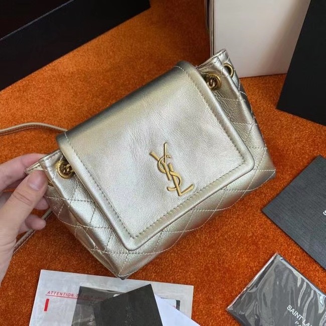 YSL MONOGRAM MINI NOLITA IN LAME LEATHER 672738 PALE PINK