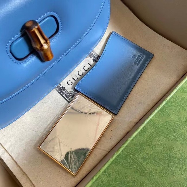 Gucci Small top handle bag with Bamboo 675797 blue