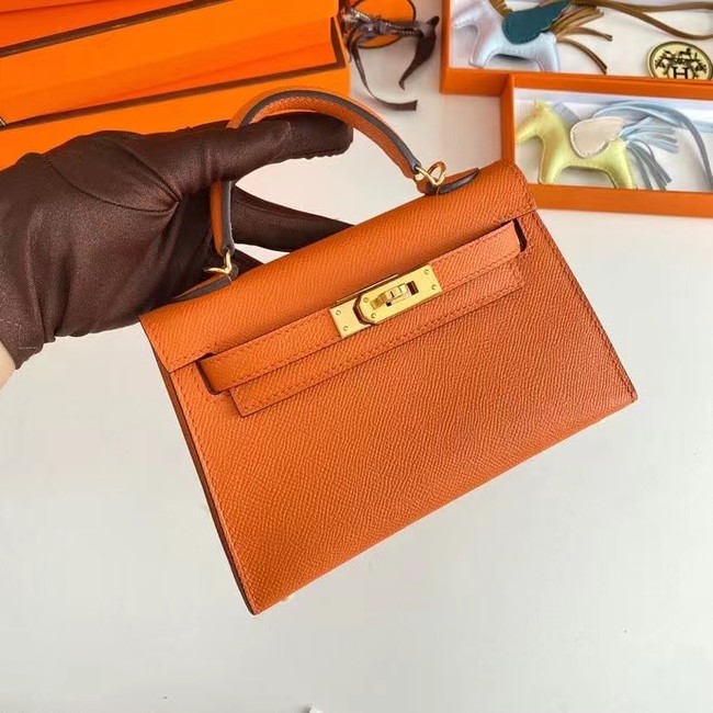 Hermes Kelly 19cm Shoulder Bags Epsom Leather KL19 Gold hardware orange