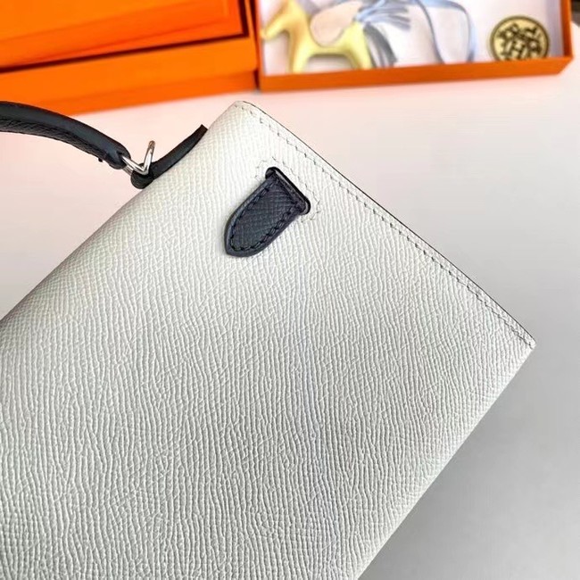 Hermes Kelly 19cm Shoulder Bags Epsom Leather KL19  Silver hardware white&black