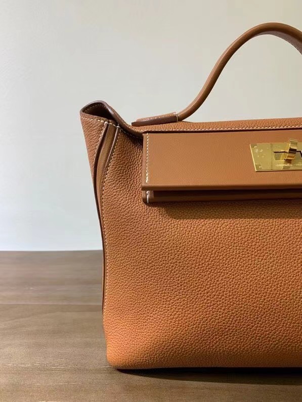 Hermes Kelly Original togo Leather Tote Bag H2424 gold brown