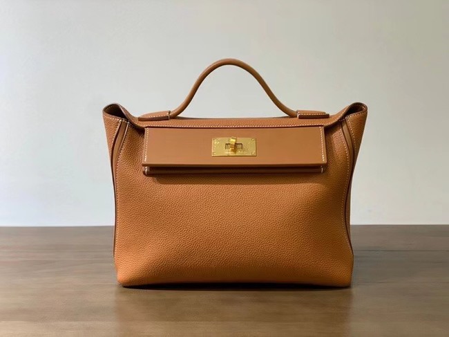 Hermes Kelly Original togo Leather Tote Bag H2424 gold brown