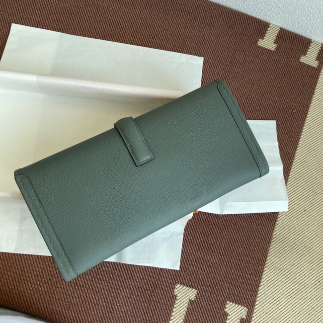 Hermes Original Espom Leather Clutch 37088 Almond green