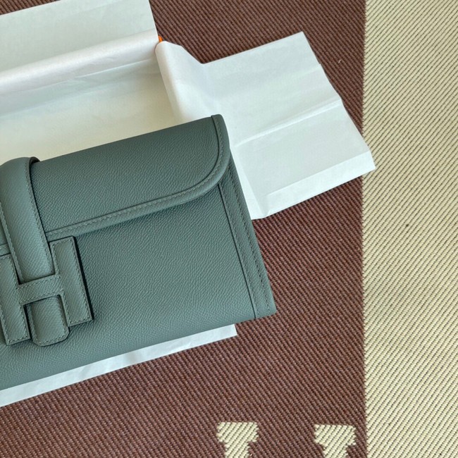 Hermes Original Espom Leather Clutch 37088 Almond green