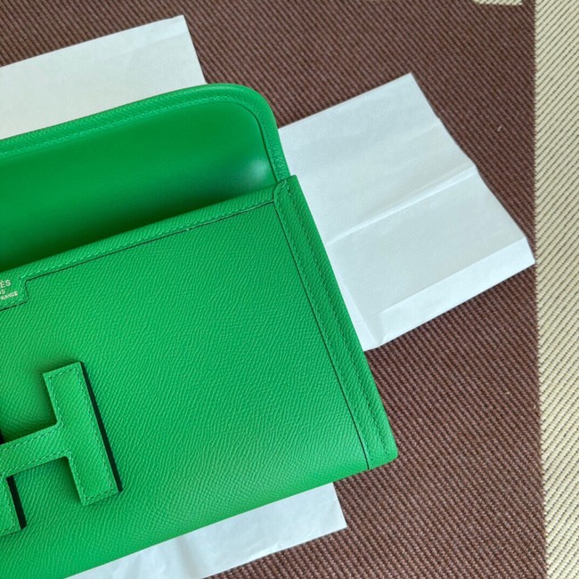 Hermes Original Espom Leather Clutch 37088 Bamboo green