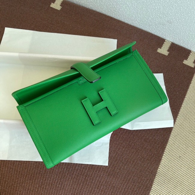 Hermes Original Espom Leather Clutch 37088 Bamboo green