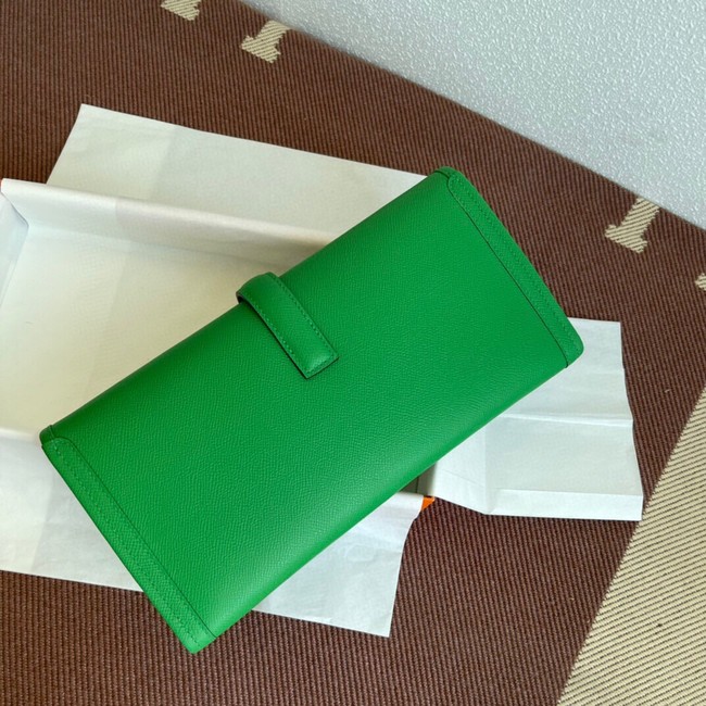 Hermes Original Espom Leather Clutch 37088 Bamboo green