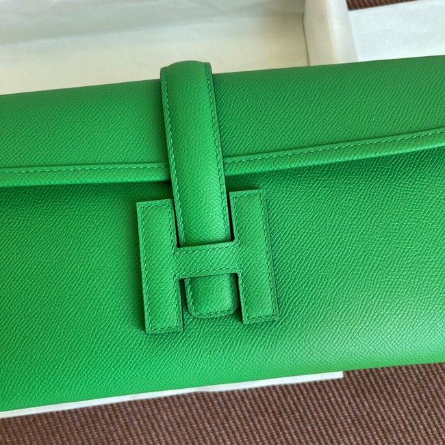 Hermes Original Espom Leather Clutch 37088 Bamboo green