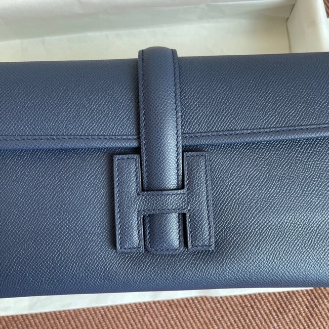 Hermes Original Espom Leather Clutch 37088 Sapphire blue