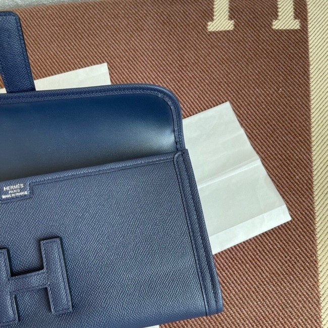 Hermes Original Espom Leather Clutch 37088 Sapphire blue