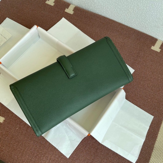 Hermes Original Espom Leather Clutch 37088 blackish green