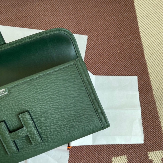 Hermes Original Espom Leather Clutch 37088 blackish green