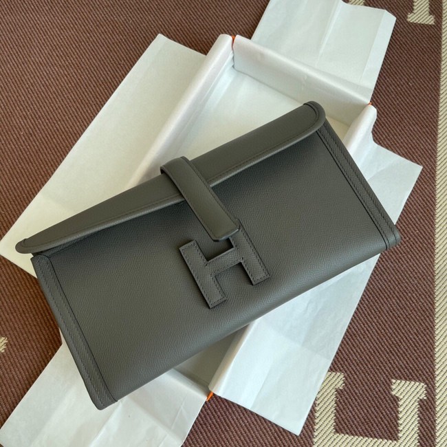 Hermes Original Espom Leather Clutch 37088 dark gray