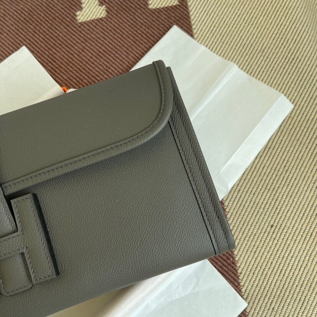 Hermes Original Espom Leather Clutch 37088 dark gray