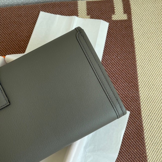 Hermes Original Espom Leather Clutch 37088 dark gray