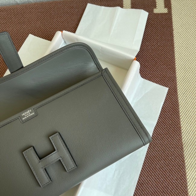 Hermes Original Espom Leather Clutch 37088 dark gray