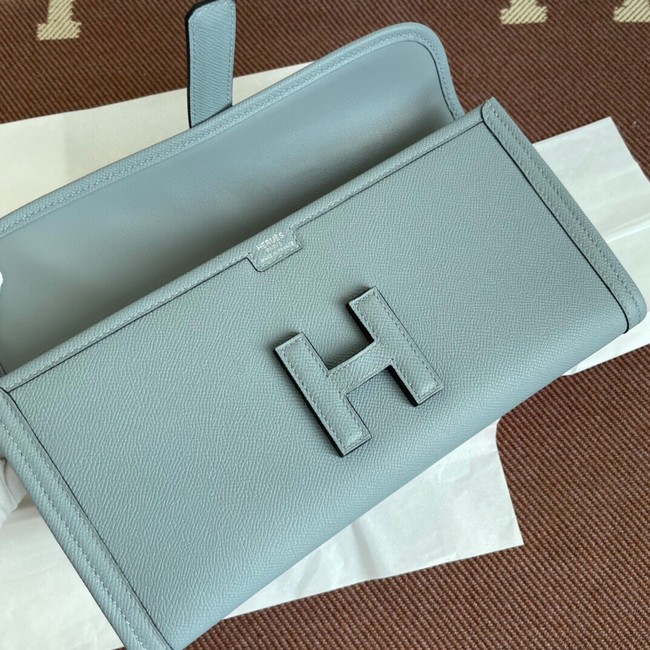 Hermes Original Espom Leather Clutch 37088 light blue