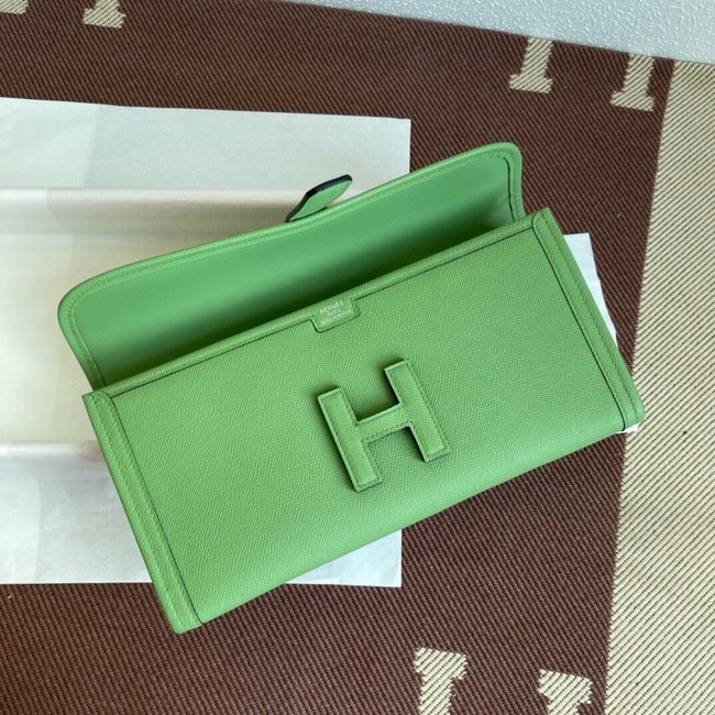 Hermes Original Espom Leather Clutch 37088 light green