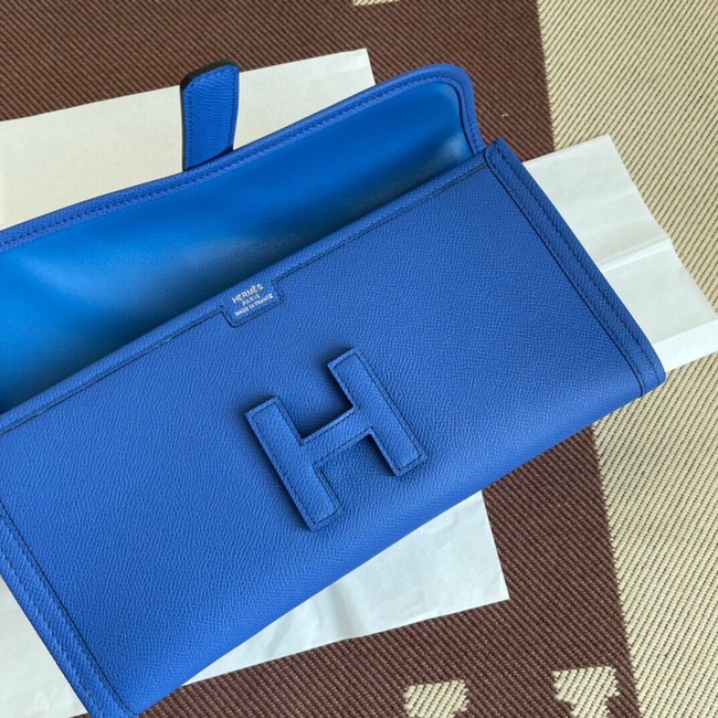 Hermes Original Espom Leather Clutch 37088 optic blue