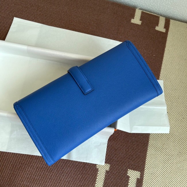 Hermes Original Espom Leather Clutch 37088 optic blue