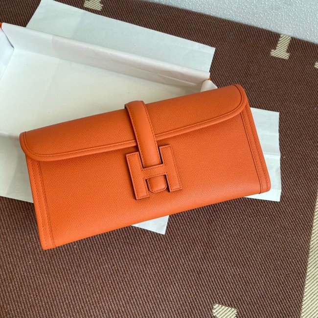 Hermes Original Espom Leather Clutch 37088 orange