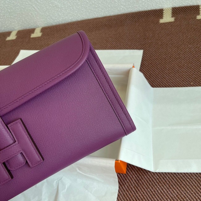 Hermes Original Espom Leather Clutch 37088 purple