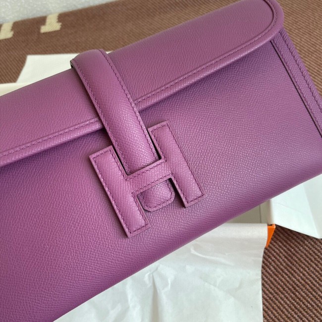 Hermes Original Espom Leather Clutch 37088 purple