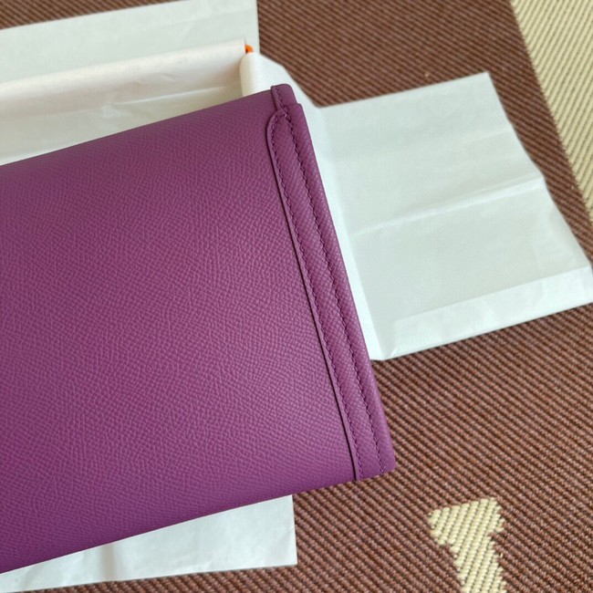 Hermes Original Espom Leather Clutch 37088 purple