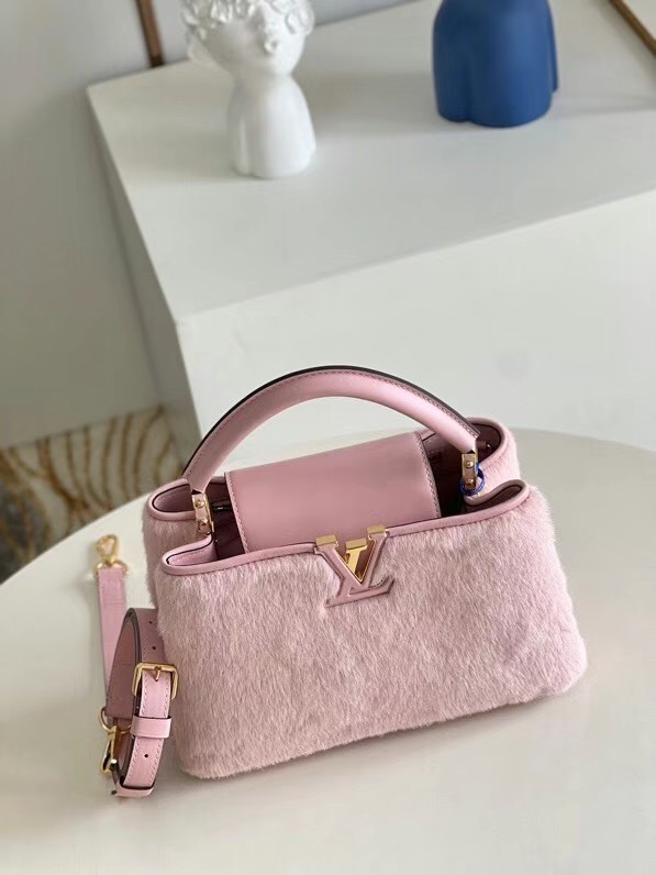 Louis Vuitton CAPUCINES BB M48865 pink Mink hair