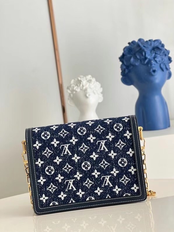 Louis Vuitton Monogram denim DAUPHINE MM M59483 Navy Blue