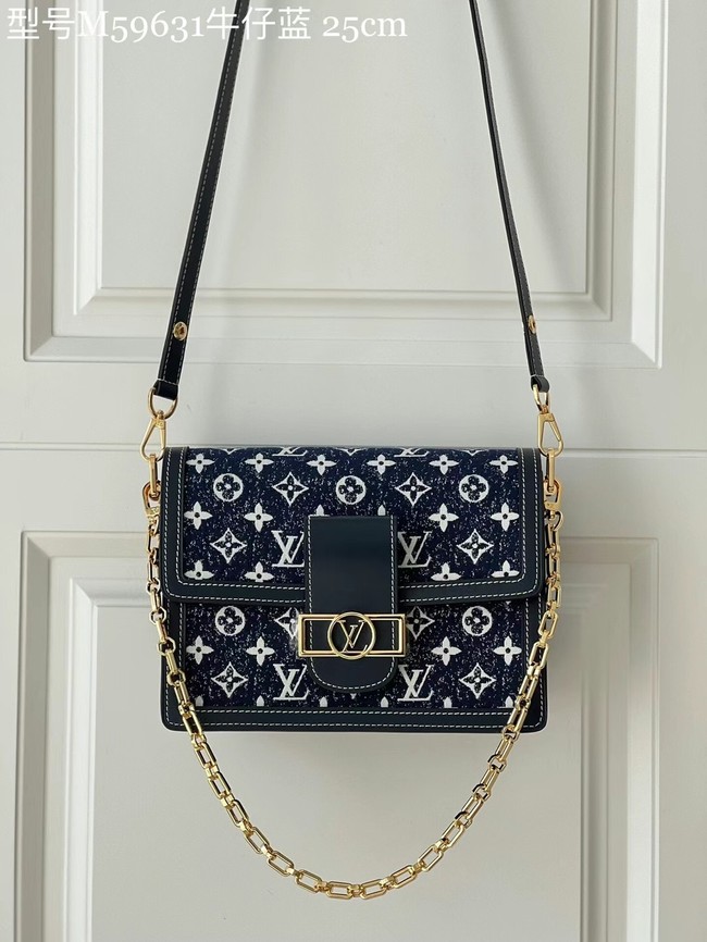 Louis Vuitton Monogram denim DAUPHINE MM M59483 Navy Blue