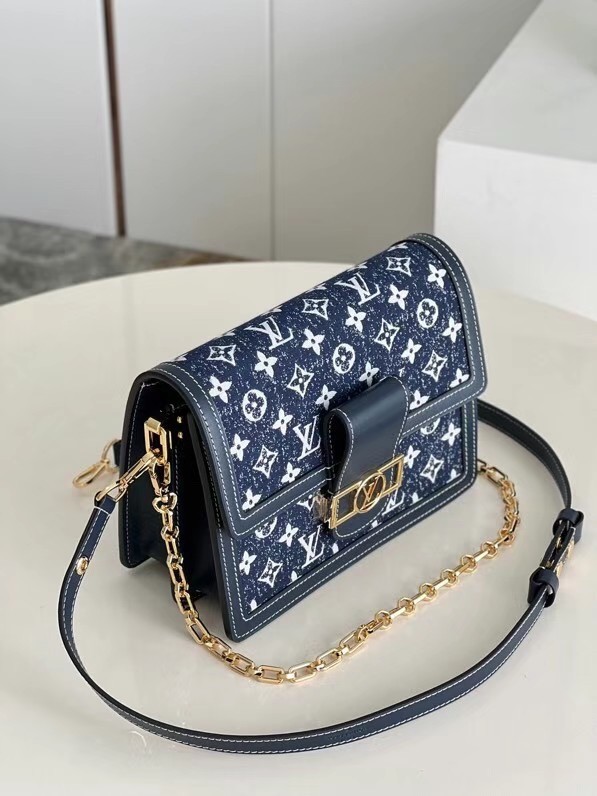 Louis Vuitton Monogram denim DAUPHINE MM M59483 Navy Blue