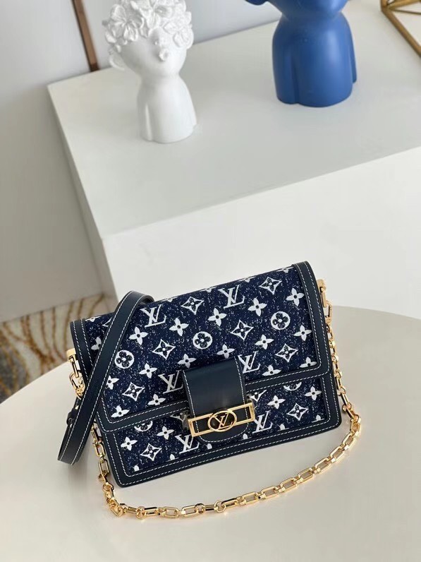 Louis Vuitton Monogram denim DAUPHINE MM M59483 Navy Blue