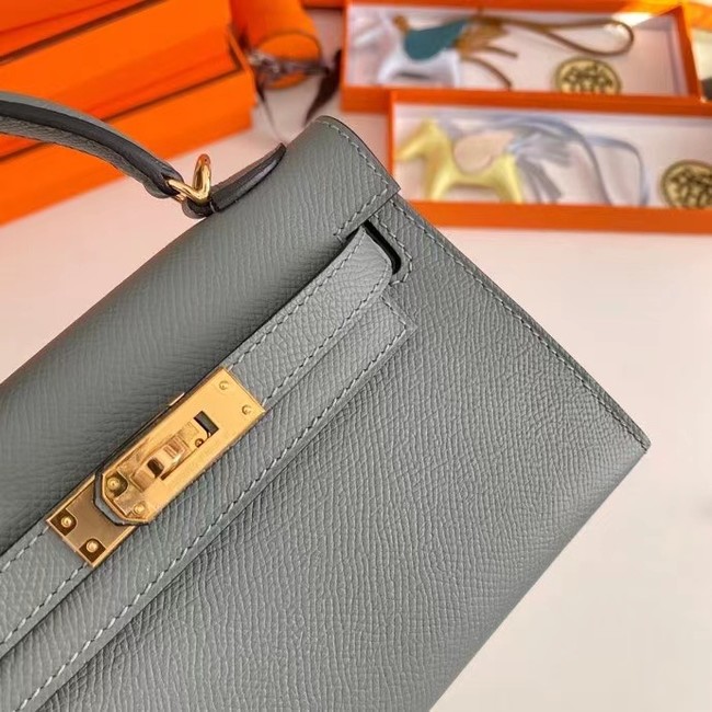 Hermes Kelly 19cm Shoulder Bags Epsom Leather KL19 Gold hardware Almond green