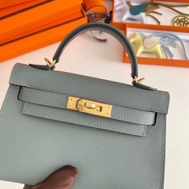 Hermes Kelly 19cm Shoulder Bags Epsom Leather KL19 Gold hardware Almond green