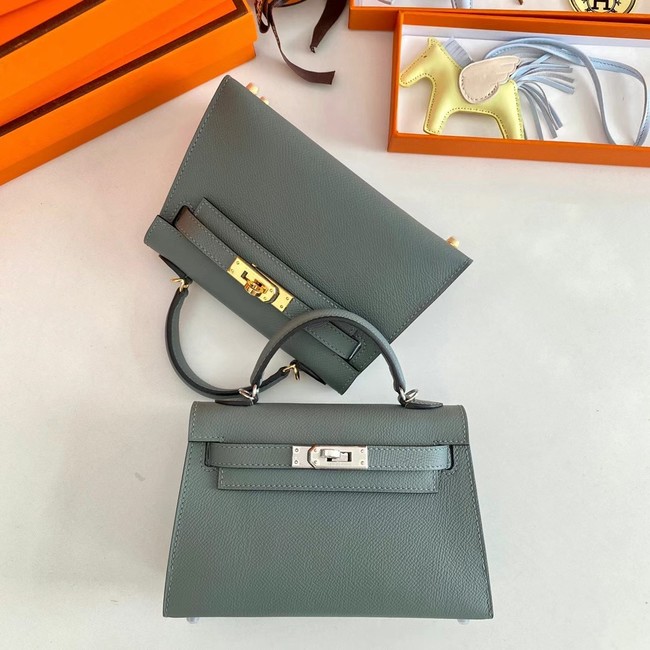Hermes Kelly 19cm Shoulder Bags Epsom Leather KL19 Gold hardware Almond green