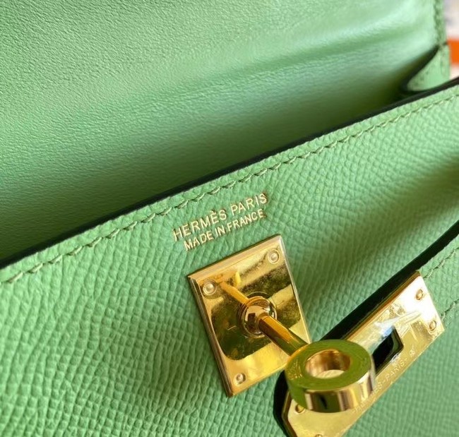 Hermes Kelly 19cm Shoulder Bags Epsom Leather KL19 Gold hardware Avocado Green