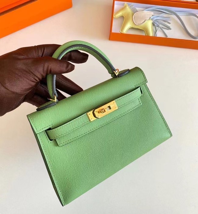 Hermes Kelly 19cm Shoulder Bags Epsom Leather KL19 Gold hardware Avocado Green