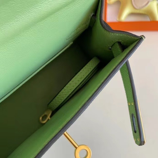 Hermes Kelly 19cm Shoulder Bags Epsom Leather KL19 Gold hardware Avocado Green