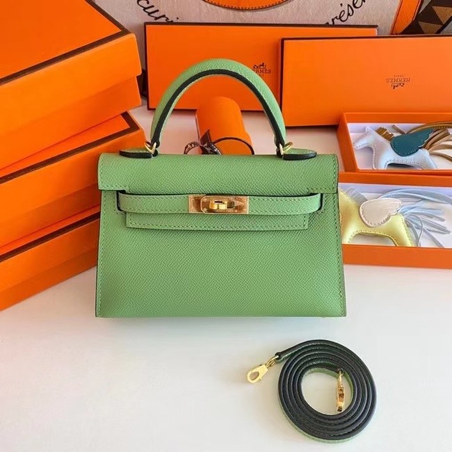 Hermes Kelly 19cm Shoulder Bags Epsom Leather KL19 Gold hardware Avocado Green