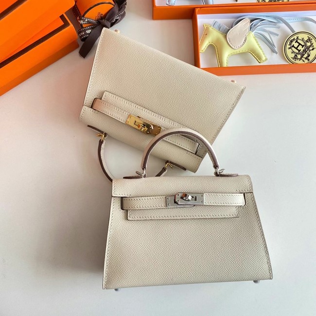 Hermes Kelly 19cm Shoulder Bags Epsom Leather KL19 Gold hardware Cream