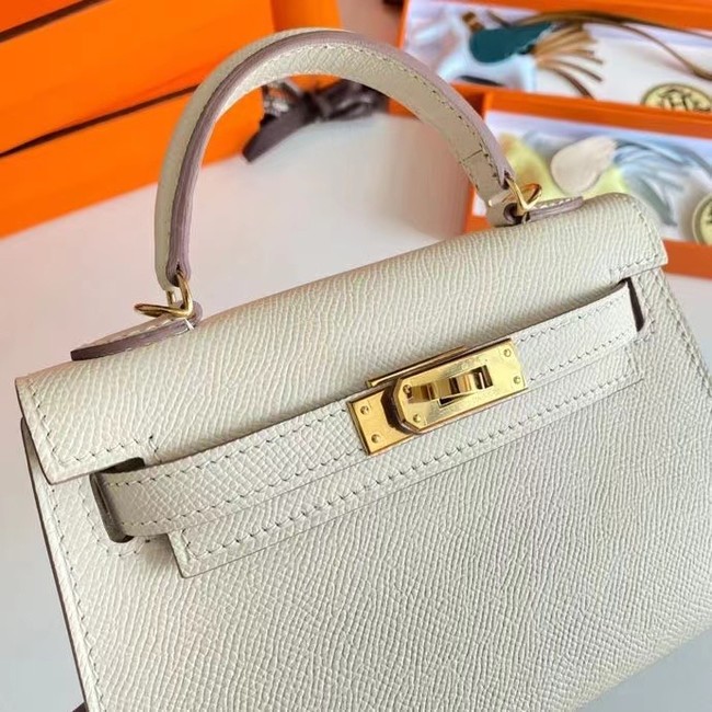 Hermes Kelly 19cm Shoulder Bags Epsom Leather KL19 Gold hardware Cream