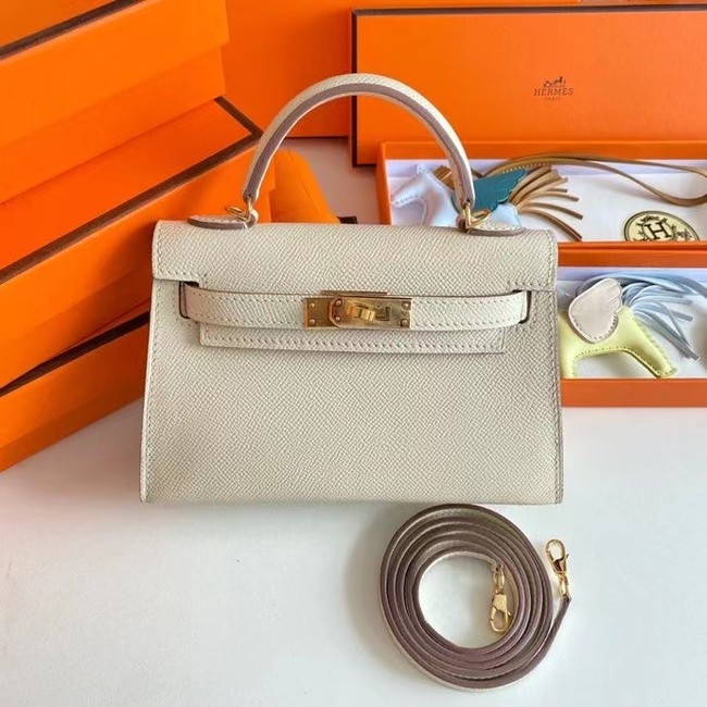 Hermes Kelly 19cm Shoulder Bags Epsom Leather KL19 Gold hardware Cream