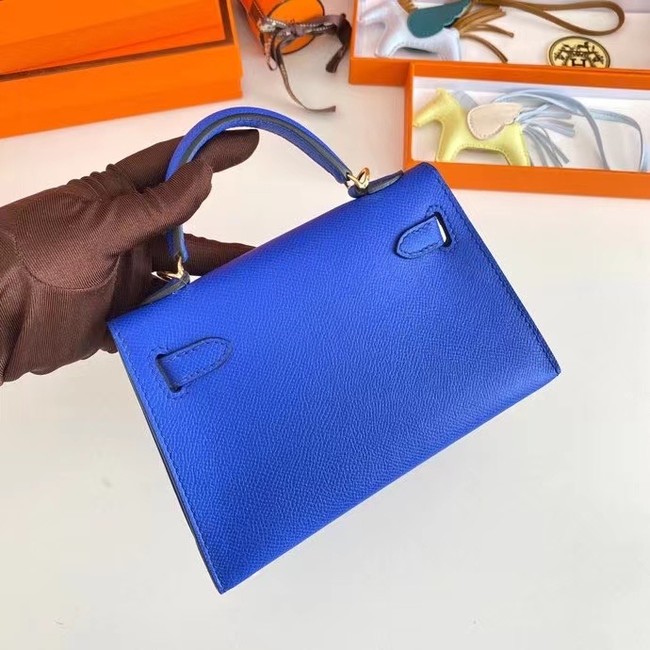 Hermes Kelly 19cm Shoulder Bags Epsom Leather KL19 Gold hardware Electro optic blue