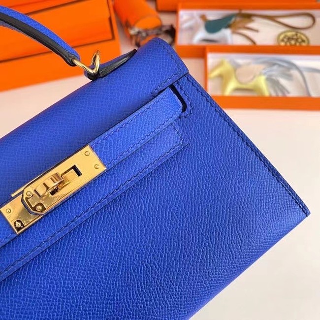 Hermes Kelly 19cm Shoulder Bags Epsom Leather KL19 Gold hardware Electro optic blue