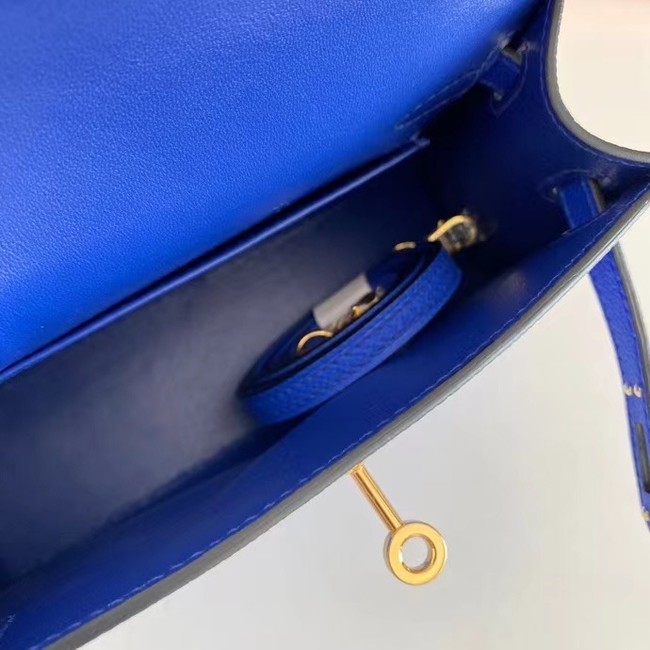 Hermes Kelly 19cm Shoulder Bags Epsom Leather KL19 Gold hardware Electro optic blue