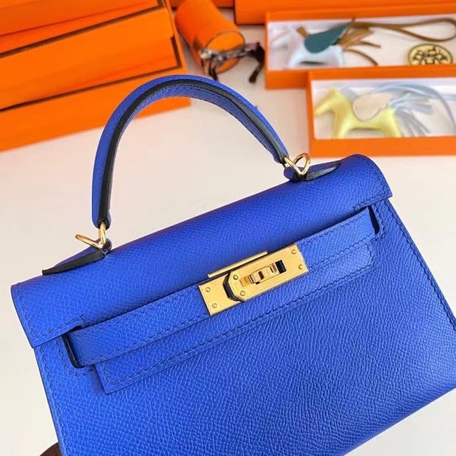 Hermes Kelly 19cm Shoulder Bags Epsom Leather KL19 Gold hardware Electro optic blue