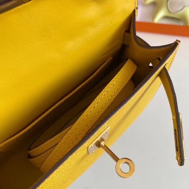 Hermes Kelly 19cm Shoulder Bags Epsom Leather KL19 Gold hardware yellow