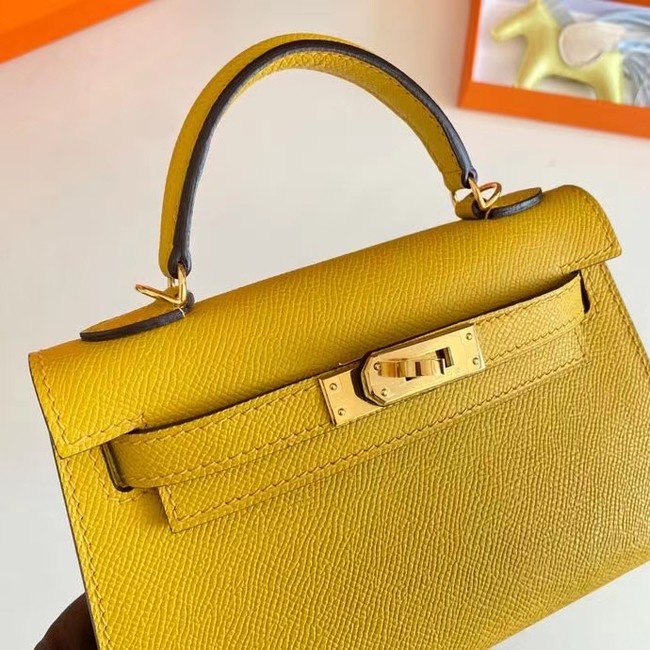 Hermes Kelly 19cm Shoulder Bags Epsom Leather KL19 Gold hardware yellow