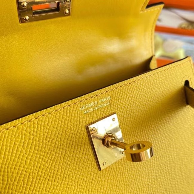 Hermes Kelly 19cm Shoulder Bags Epsom Leather KL19 Gold hardware yellow